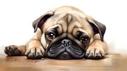 pug puppy on white background