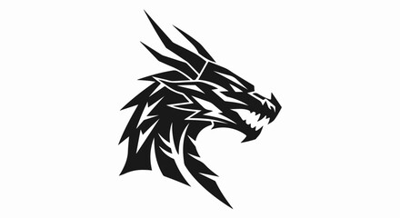 Intense Dragon Head Silhouette - A Powerful Symbol of Strength.