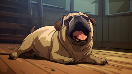 english bulldog lying on the floor