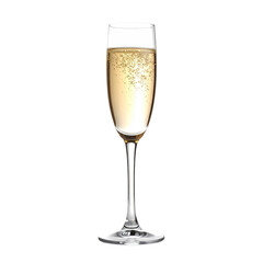 Champagne flute filled with bubbly liquid