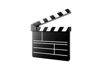 3D Classic Movie Clapperboard with Detailed Text Panels on Transparent Background