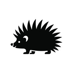 Simple black silhouette of a cute hedgehog