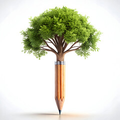 tree growing from light bulb idea into nature