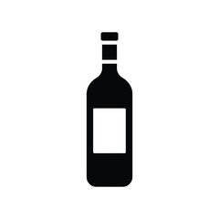 Simple black silhouette of a wine bottle with blank label