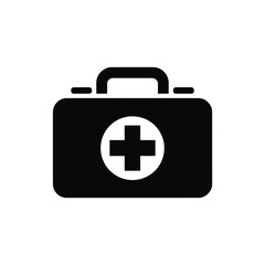 Fototapeta premium Black and white icon of a medical first aid kit