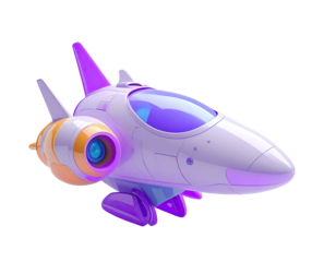 Purple and white futuristic spaceship, stylized