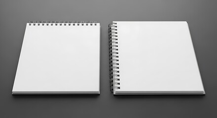 Blank Spiral Notebooks on Gray Background.
