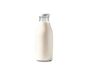 Glass milk bottle, light beige liquid inside