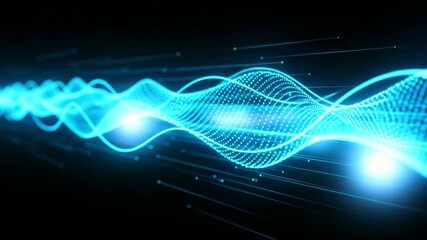 Dynamic abstract blue light waves creating a futuristic data flow visualization, perfect for technological backgrounds, network connectivity, and digital communication concepts - Powered by Adobe