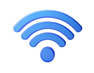 Blue 3D wifi symbol, glossy, digital