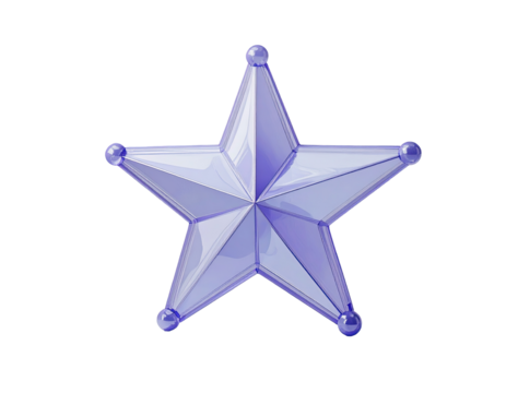 3D rendered light purple star, stylized badge