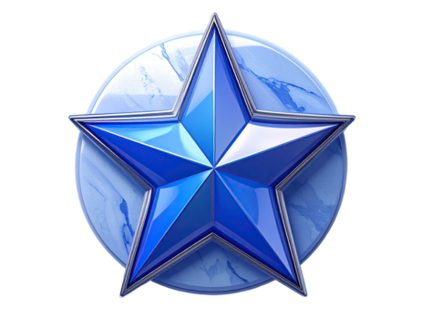 Blue star on a light blue marble circle