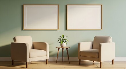 Relaxing Room with Armchairs and Artwork.