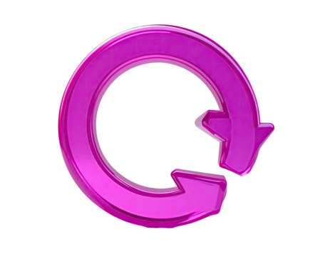 Magenta circular arrow, glossy, looping