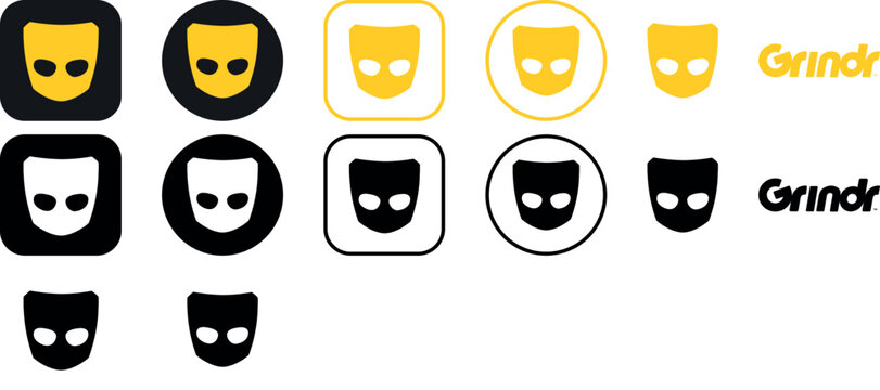 Grindr app icon. Grindr logo bundle svg, png in transparent background. Social networking app for LGBTQ community. Grindr logo icon mega set full vector bundle.