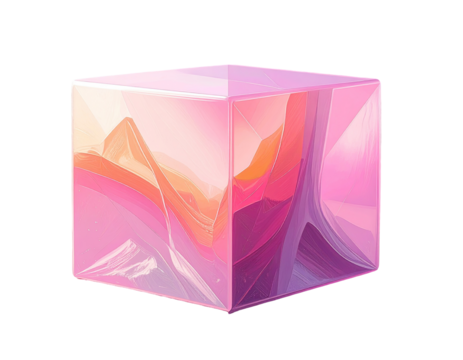 Pink cube, abstract landscape within (1) - Powered by Adobe