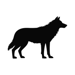 Silhouette of a standing wolf facing right