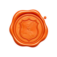 Orange wax seal isolated on white, blank Orange wax seal