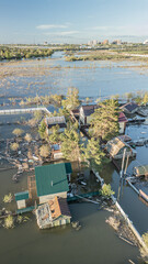 Global warming,climate change.Tsunami.Storms and destruction.Floods on the planet.The apocalypse, catastrophes.Natural disasters the riot.The remnants of human life are floating in dirty water.The end