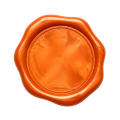 Orange wax seal isolated on white, blank Orange wax seal