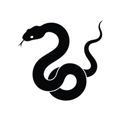 Fototapeta premium Silhouette of a coiled black snake on a white background