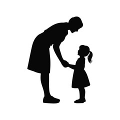 Silhouette of a mother and child holding hands