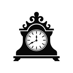 Vintage mantel clock silhouette with ornate detailing