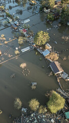 Global warming,climate change.Tsunami.Storms and destruction.Floods on the planet.The apocalypse, catastrophes.Natural disasters the riot.The remnants of human life are floating in dirty water.The end