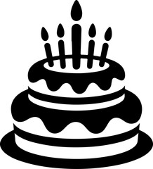 Birthday Cake  Silhouette Vector illustration