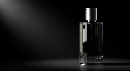 perfume bottle on black background