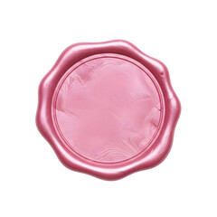 Pink wax seal isolated on white, blank Pink wax seal