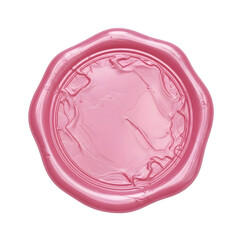 Pink wax seal isolated on white, blank Pink wax seal