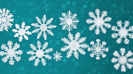 Paper Snowflakes on Teal Background