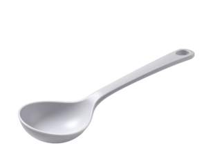 Light gray plastic ladle with long handle