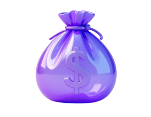 Purple glossy money bag with dollar sign (2)