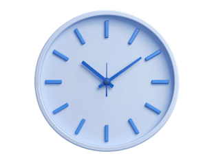 Light blue clock face with simple hands