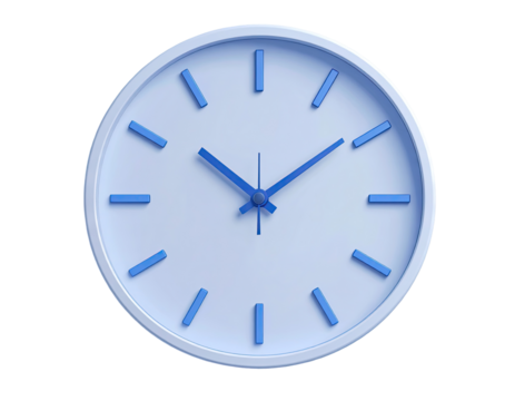 Light blue clock face with simple hands - Powered by Adobe