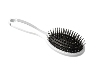 White-handled oval brush with black bristles