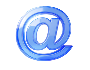 Glossy, light-blue at-symbol