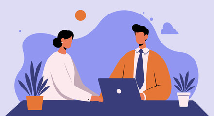 Business professionals collaborating on a laptop, illustrating teamwork, communication, and modern office productivity. Ideal for corporate concepts.