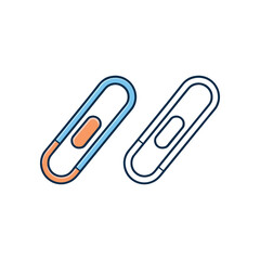 Obraz premium Vector art of two stylized paper clips, one blue and orange, the other outlined