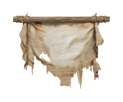 Ancient scroll displaying historical text museum exhibit digital eye-level perspective isolated on transparent background, png