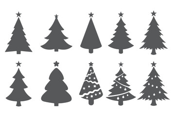 Decorative Black Christmas Tree Icons Collection for Holiday Design