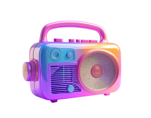 3D rendered, colorful retro radio