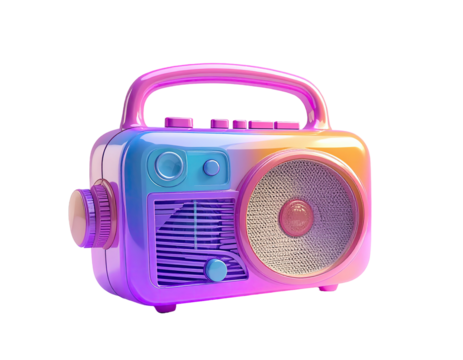 3D rendered, colorful retro radio