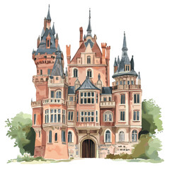 Obraz premium Rundale Palace. Rundale Palace watercolor vector illustration