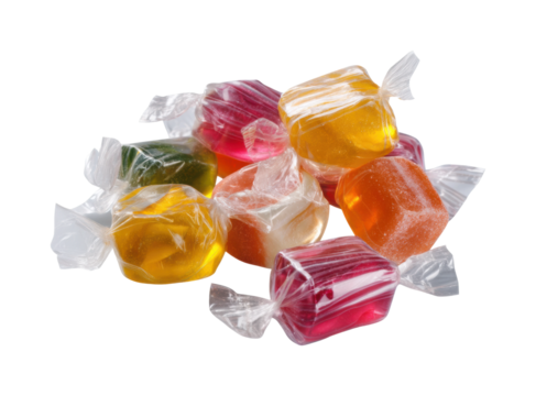 Colorful assorted hard candy sweet treats home kitchen delightful flavors isolated on transparent background, png
