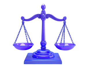 3D rendered violet scales of justice (1)