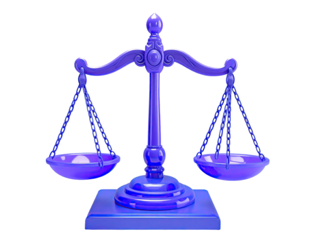 3D rendered violet scales of justice (1)