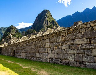 Ancient stone wall in a mountainous region